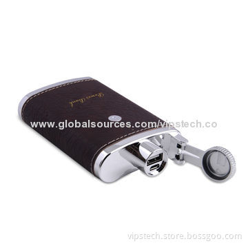 MP3 Player Charger with 6,600mAh Capacity, Flagon Shape, Classical PU DesignNew